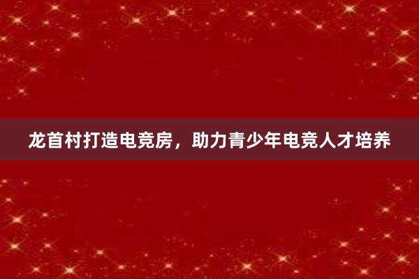 龙首村打造电竞房，助力青少年电竞人才培养